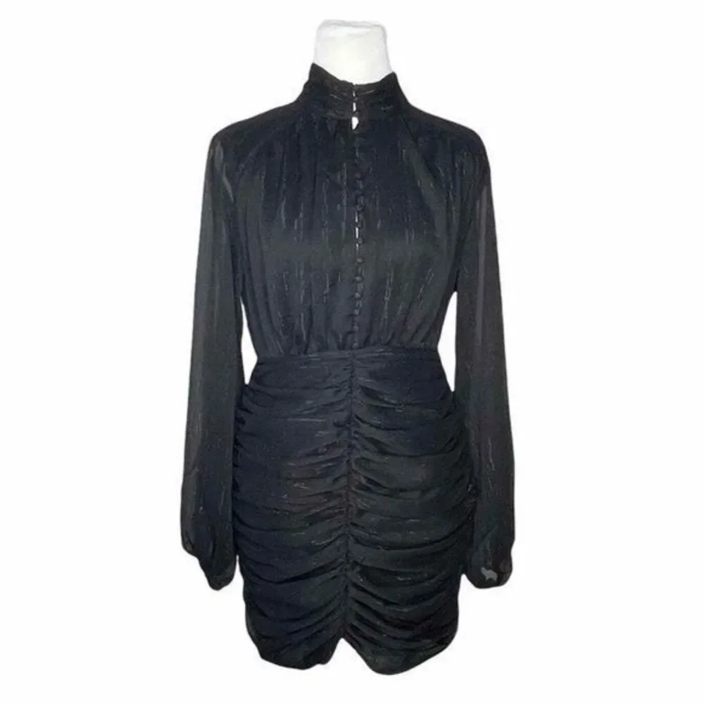 ✨House of Harlow Ruched Sheer Lurex Metallic Mini Sz 2 Dress✨